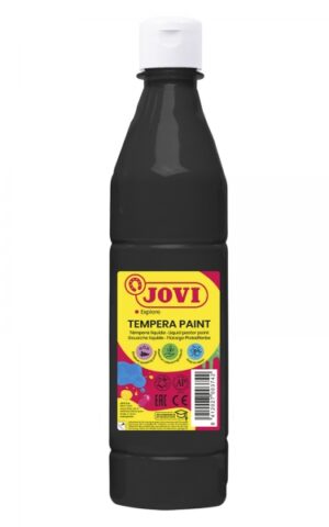 Jovi Tempera Paint Tempera Liquida 500ml - Base Agua - Lista para Usar - Alto Poder Cubriente - Secado Rapido - Excelente Fluidez - Adherencia en Multiples Superficies - Color Negro