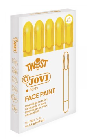 Jovi Twist Stick de Pintura de Cara - Hipoalergenico - Base Agua - Facil Aplicacion - Gran Cobertura - Seca Rapido - Facil de Retirar - sin Parabenos - Color Amarillo