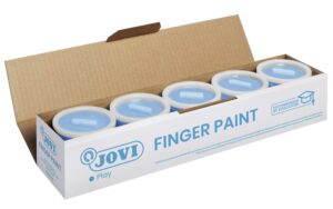 Jovi Bote de Pintura de Dedos - 125ml Pintura de Dedos - Colores Mezclables - Textura Gelatinosa - Lavable - sin Gluten Ni Alergenos - No Toxico - Estimula la Coordinacion Motora - Color Azul