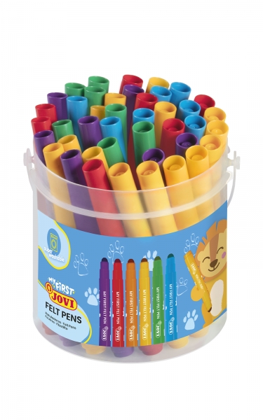 Jovi My First Felt Pen Bote 36 Rotuladores - Punta Antihundimiento - Facil Deslizamiento - Color Surtido