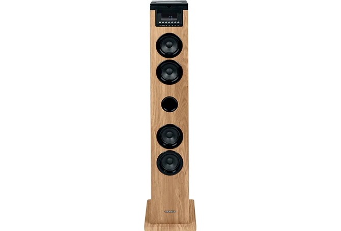Thomson Cosy DS122CD Torre de Sonido 60W Bluetooth 5.0 - Reproductor de CD - Entrada AUX 3,5mm, USB y Lector de Tarjetas SD/MMC - Mando a Distancia - Color Madera/Negro