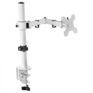 Mars Gaming MARM1 Soporte de Monitor - Brazo Articulado - Altura Ajustable - Gestion de Cables - Compatible VESA - Instalacion Rapida - Estabilidad Optima - Color Blanco