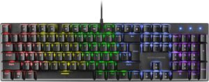 Mars Gaming MK422 Teclado Gaming - Switches Mecanicos Antipolvo - Teclas Imborables - Iluminacion RGB 12 Efectos - Chip ARM - Compatibilidad Multiplataforma - Color Negro