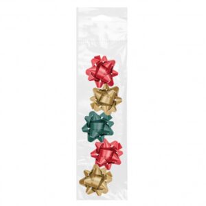 Dohe Chic Pack de 5 Lazos para Regalo - Forma de Estrella - Tamaño 5.6cm - Colores Rojo, Verde y Oro