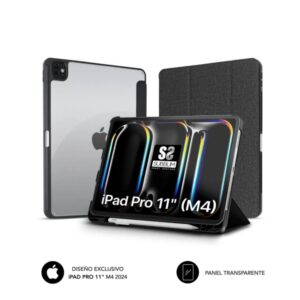 Subblim Funda Exclusiva para iPad Pro 11" M4 2024 - Cierre Magnetico - Bordes Reforzados - 2 Posiciones de Soporte - Color Negro/Transparente