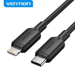 Vention Cable USB-C a Lightning - Conector niquelado - Potencia 27W - Corriente 3A - 2M - Color Negro