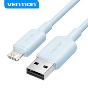 Vention Cable USB 2.0 Lightning - Conector Nickel Plateado - Transmision 480Mbps - 2M - Color Azul