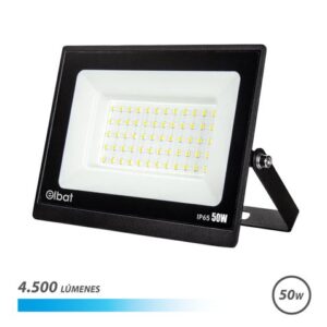 Elbat Foco LED Serie Super Slim 50W - 4500 Lumenes - 6500K Luz Fria - IP65 Para Uso en Exterior