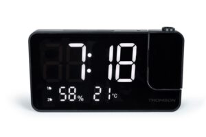 Thomson CP100T Radio Reloj Despertador - Proyeccion y Temperatura Interior - Alarma Dual - Color Negro