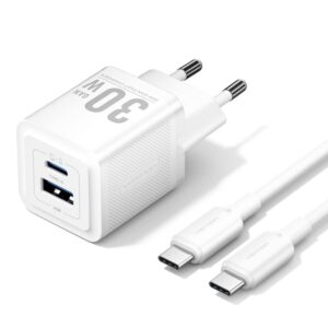 Vention Cargador de Pared GaN USB-C 30W - Cable USB-C 1m - Color Blanco