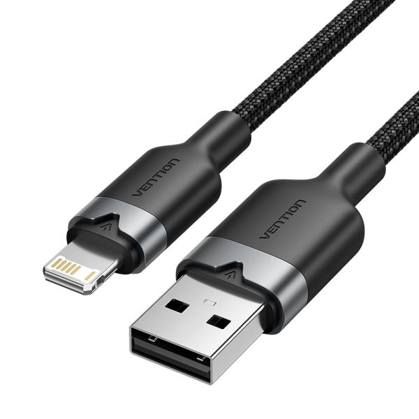 Vention Cable USB-A a Lightning 2.4A - 1m - Trenzado - Color Negro