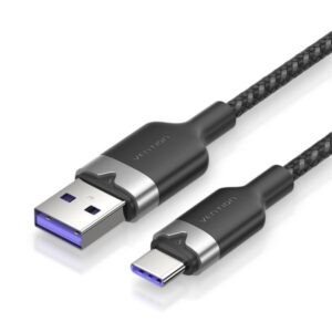 Vention Cable USB-C 2.0 a USB-A 6A 100W - 1m - Trenzado - Color Negro