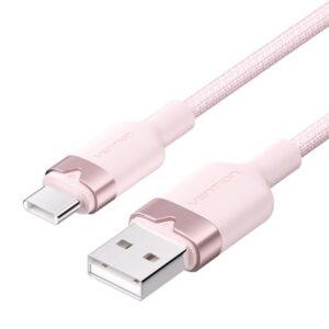 Vention Cable USB-C 2.0 a USB-A 3A 60W - 1m - Trenzado - Color Rosa
