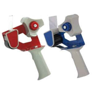 Bismark T-15 Precintadora para Rollos de hasta 50mm de Ancho - Cuchilla de Acero Templado - Empuñadura Ergonomica - Colores Rojo y Azul Aleatorios