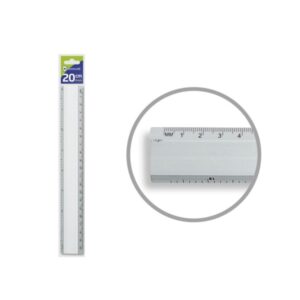 Bismark Regla Milimetrada 20cm - Fabricada en Aluminio - Con Bisel para las Lineas a Tinta - Color Aluminio