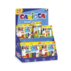 Carioca Expositor 12+2 Incluye 18 Joy Bolsa Papel 12+2,  6 Jumbo Bolsa Papel 12+2, 12 Tita Box 12+2 y 12 Plastello Bolsa Papel 12+2