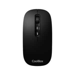 Coolbox W02 Raton Inalambrico - Bluetooth y RF 2.4GHz - Super Ligero - Boton Acceso Copilot - Recargable Por USB-C - DPI Ajustable - Sensor Optico - Color Negro