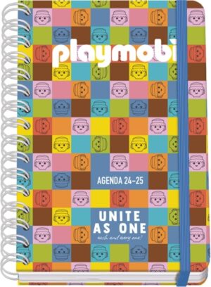 Dohe Playmobil Unite As One Agenda Escolar 25/26 Espiral Wire’o A5 - Semana Vista - Papel 80g/m2 - 4 Hojas de Pegatinas - Cubierta de Carton Plastificado - Cierre con Goma Elastica