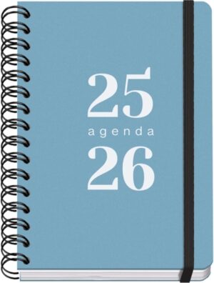 Dohe Grammar Agenda Escolar 25/26 Espiral A5 - Dia Pagina - Papel 80g/m2 - Cubierta de Polipropileno - Cierre de Goma Elastica - Color Azul