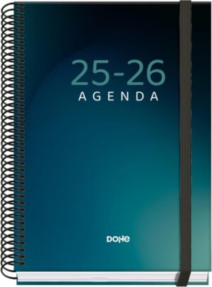 Dohe Boreal Agenda Escolar 25/26 Espiral A5 - Semana Vista - Papel 70g/m2 - 4 Hojas de Pegatinas - Cubierta de Carton Plastificado - Cierre con Goma Elastica