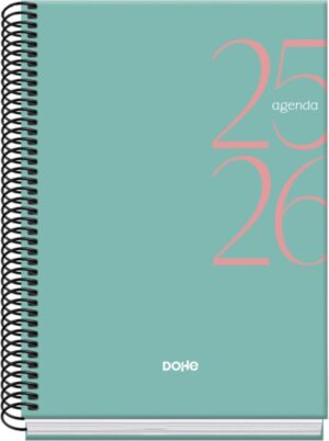 Dohe System Agenda Escolar 25/26 Espiral A5 - Semana Vista - Papel 70g/m2 - Cubierta de Carton Plastificado - Color Verde
