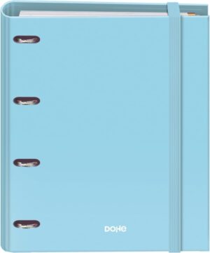 Dohe Serenity Carpeta de 4 Anillas Mixtas de 35mm Recambio 100 Hojas Cuadricula 5mm - Formato A4 - Cierre con Goma - Incluye 4 Separadores y Sobre de Polipropileno - Color Azul