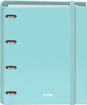 Dohe Serenity Carpeta de 4 Anillas Mixtas de 35mm Recambio 100 Hojas Cuadricula 5mm - Formato A4 - Cierre con Goma - Incluye 4 Separadores y Sobre de Polipropileno - Color Verde