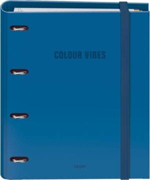 Dohe Colour Vibes Carpeta de 4 Anillas Mixtas de 35mm Recambio 100 Hojas Cuadricula 5mm - Formato A4 - Cierre con Goma - Incluye 4 Separadores y Sobre de Polipropileno - Color Azul