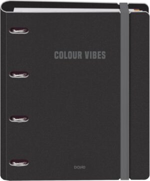 Dohe Colour Vibes Polyfoam Carpeta de 4 Anillas Mixtas de 35mm A4 Recambio 100 Hojas Cuadricula 5mm - Cubierta de Polyfoam 2mm - Cierre con Goma - Incluye 4 Separadores y Sobre de Polipropileno - Color Negro