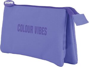 Dohe Colour Vibes Portatodo Triple - Cierre Doble con Cremallera y Tirador de Goma - Color Morado