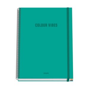 Dohe Colour Vives Cuaderno Espiral A4 100 Hojas Microperforadas Cuadricula 5mm - Tapa Dura Carton Forrado - Cierre de Goma - Bandas de Color - Color Verde