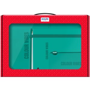 Dohe Colour Vibes Pack de Mochila + Carpeta A4 Recambio + Portatodo Triple - Todo en un Maletin Perfecto para Regalo - Color Verde