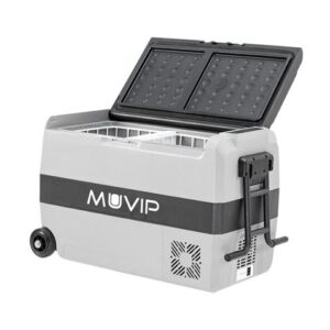Muvip Nevera Compresor Portatil 44 Litros - Temperatura entre -20º/+20º - 80W - Doble Zona - Asas de Transporte y Tirador - Ruedas - Compresor Silencioso - Color Gris