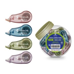 Bismark Metallic Cinta Correctora 5mmx6m - Perfecta Adherencia al Papel - Cuerpo de Colores Efecto Metalizado Surtidos