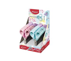 Maped Sensoft Tijera Escolar Punta Redonda 13cm - Hojas de Acero Inoxidable - Mango de Plastico Simetrico - Colores Pastel Surtidos