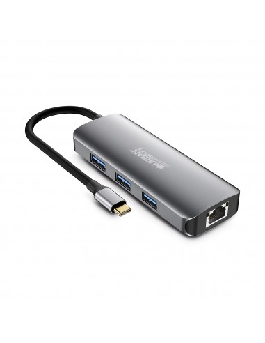 Urban Factory Hubee HUB 8 en 1 - USB-C Macho - USB-A/HDMI/RJ45/USB-C/SD/MSD Hembra - 100W PD - Color Gris Metal