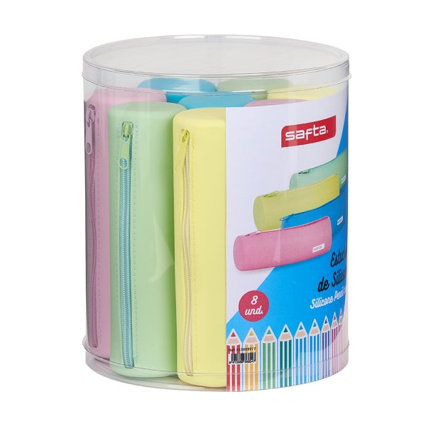 Safta Conjunto 8 Estuches - Silicona - Redondos - 19.5x23x19.5cm - Colores Surtidos