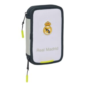 Safta Real Madrid 1ª Equipacion 24/25 Plumier 28 Pcs - 2 Compartimentos - 28 Piezas - 12.5x19.5x4cm - Color Blanco/Negro