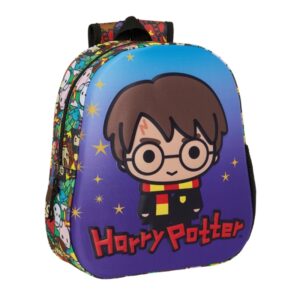 Safta Harry Potter Mochila 3D - Asa de Mano - Portabotellas Lateral - 27x33x10cm - Color Azul