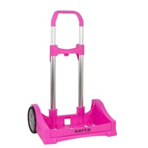 Safta Evolution Carro Portamochilas- Sujecion Universal - Ruedas de 14cm Antivibracion - Aluminio/PP - 40x85x28cm - Color Magenta