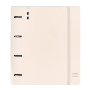 Safta Carpeta de 4 Anillas - PP Foam - Anillas de 35mm - Incluye 100 Hojas A4 - 27x32x4cm - Color Beige