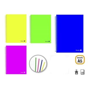 Golden Pack de 8 Cuadernos A5 120 Hojas 90gr Cuadricula 5x5 - Hojas Microperforadas con Banda de Color y 2 Taladros - Tapa Polipropileno - Colores Surtidos