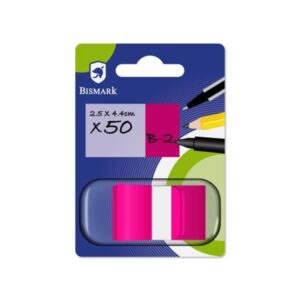 Bismark Dispensador con 50 Marcadores Reposicionables 44 x 25mm - Para Marcar, Señalar o Destacar Informacion - Color Rosa