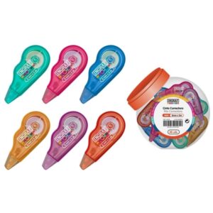 Ingraf Mini Mediterraneo Expositor con 48 Mini Cintas Correctoras 5mmx5m - Perfecta Adherencia al Papel - Cuerpo de Colores Surtidos