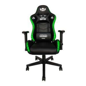 Cromad Serie Raptor Legendary Silla Gaming - Altura Regulable con Piston de Gas Clase 2 - Reclinable hasta 180º - Cojines Lumbar y Cervical - Ruedas de Nailon de 60mm - Iluminación RGB - Color Negro