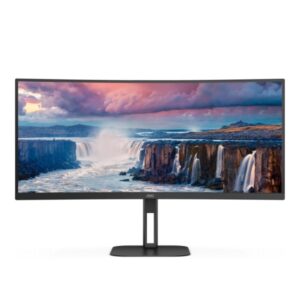 AOC Monitor 34" Curvo LED VA WQHD 100Hz FreeSync - Respuesta 1ms - Altura e Inclinacion Ajustables - Altavoces 10W - Angulo de Vision 178° - USB-C, HDMI, Audio - VESA 100x100
