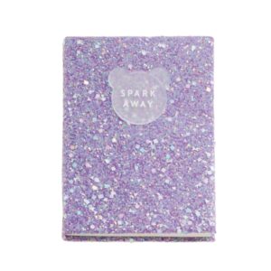 Miquel Rius Back2Fun Cuaderno Encolado con Cubierta de Purpurina Lila y Patch de Silicona - 96 Hojas Punteadas de Papel 100 g/m2