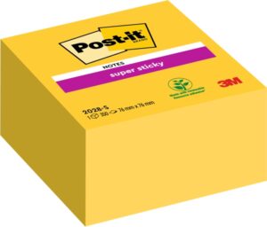 Post-It Super Sticky Cubo de 350 Notas Adhesivas Reposicionables - 76x76mm - 100% PEFC - Color Amarillo