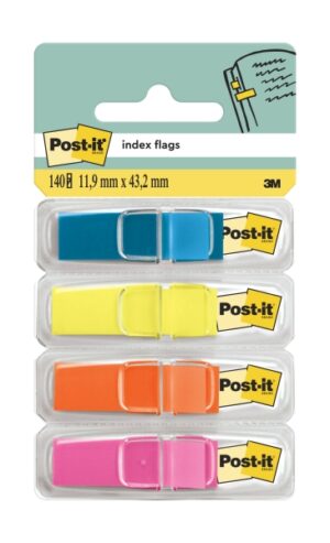 Post-It Index Pack de 4 Dispensadores con 35 Marcadores de Indice Reposicionables - Forma Rectangular - Colores Surtidos