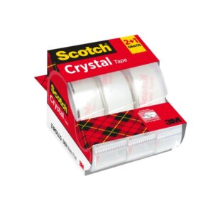 Scotch Crystal Pack de 3 Cintas Adhesivas - 19mm x 7.5m - Promocion 2 + 1 Gratis - Color Transparente